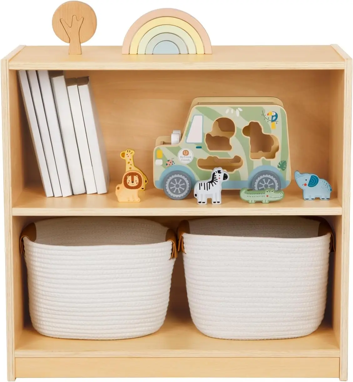 

Shelf and Toy Storage, Compact Toddler Bookshelf for Small Space, Wooden Storage Cabinet Shelves and Kids Bookcase