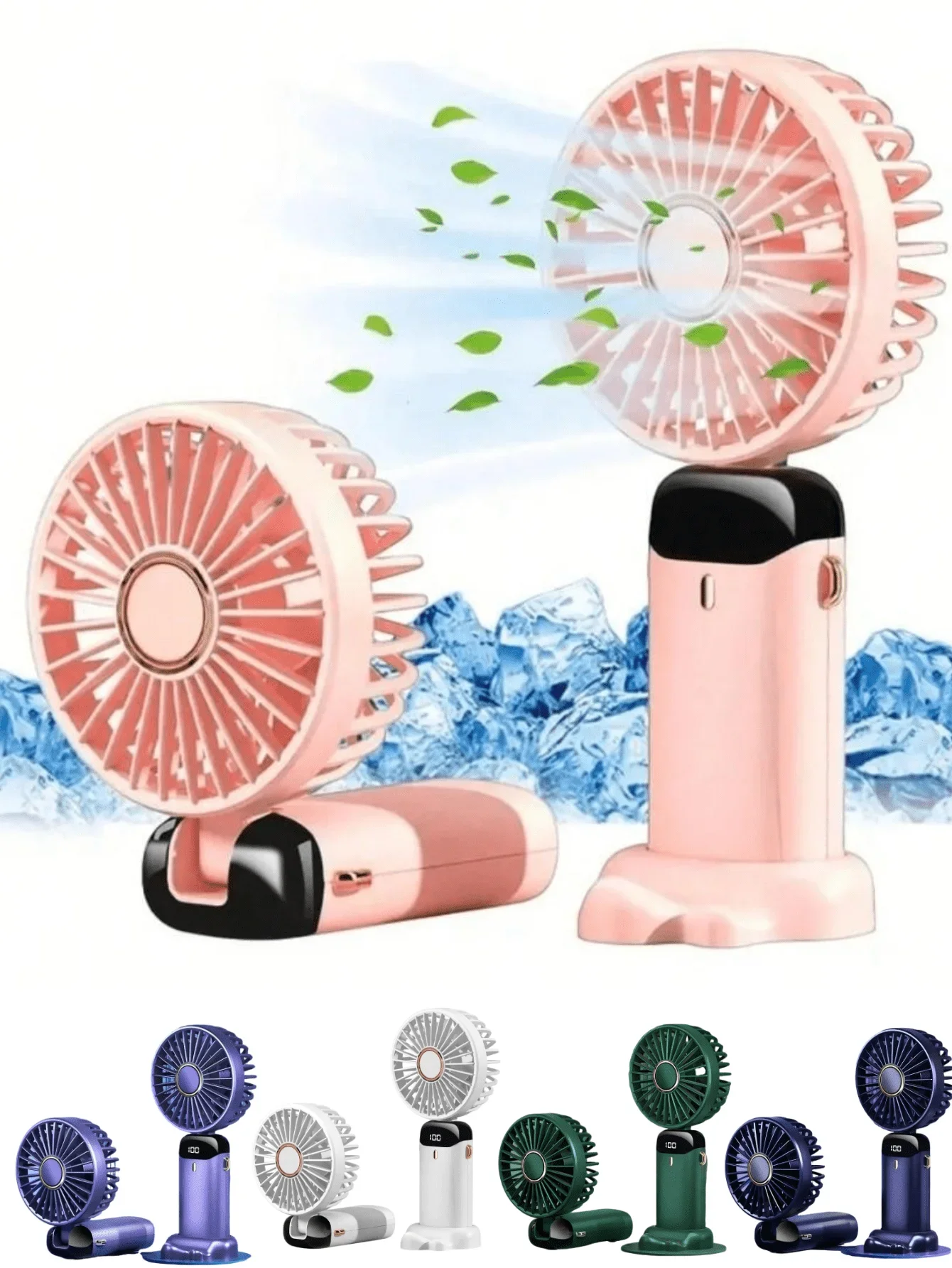 

2026 New Portable Handheld Electric Fan, Mini Handheld Fan With Digital Display, USB Rechargeable Quiet Fan For Office Desk
