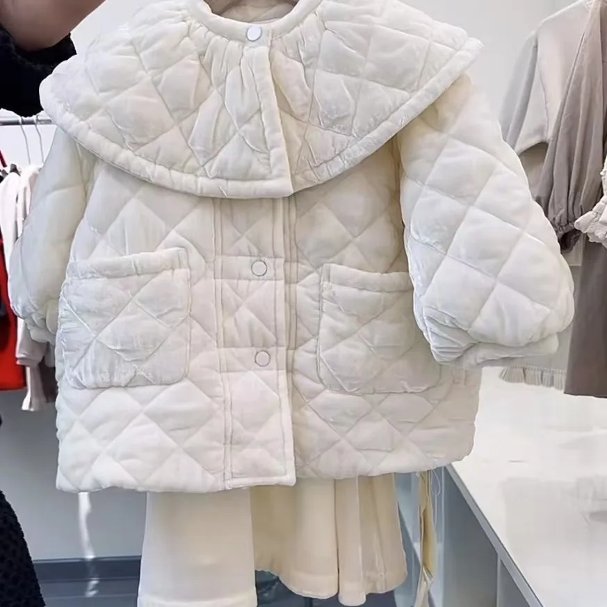 

Spring 24 New Girl's Coat White Snow Cute Shawl Coat Velvet Cream Bread Coat
