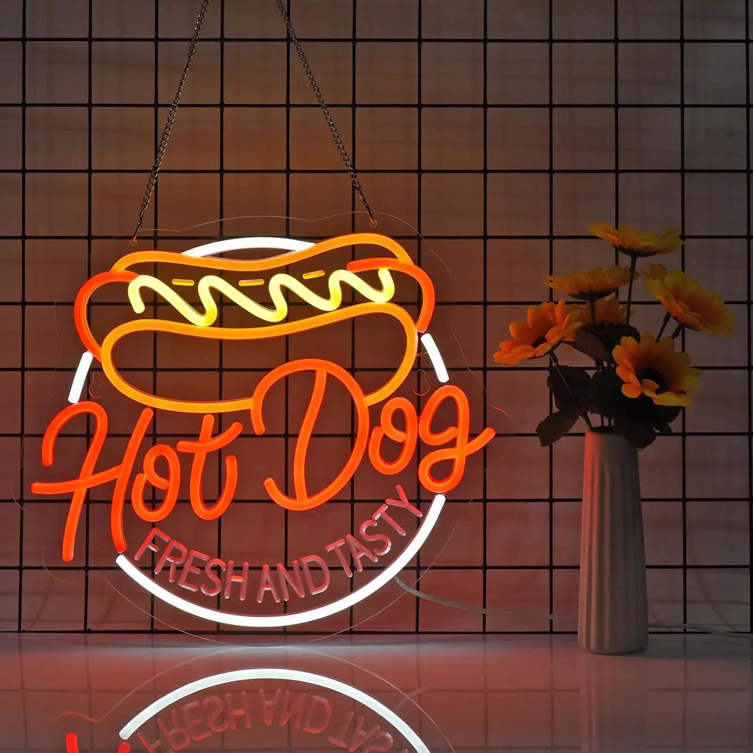 Hot Dog Neon Light for Food Stall Wall Decor LED Business Neon Sign for Kitchen Restaurant Bar Cafe Fast Food Hot Dog Shop Decor