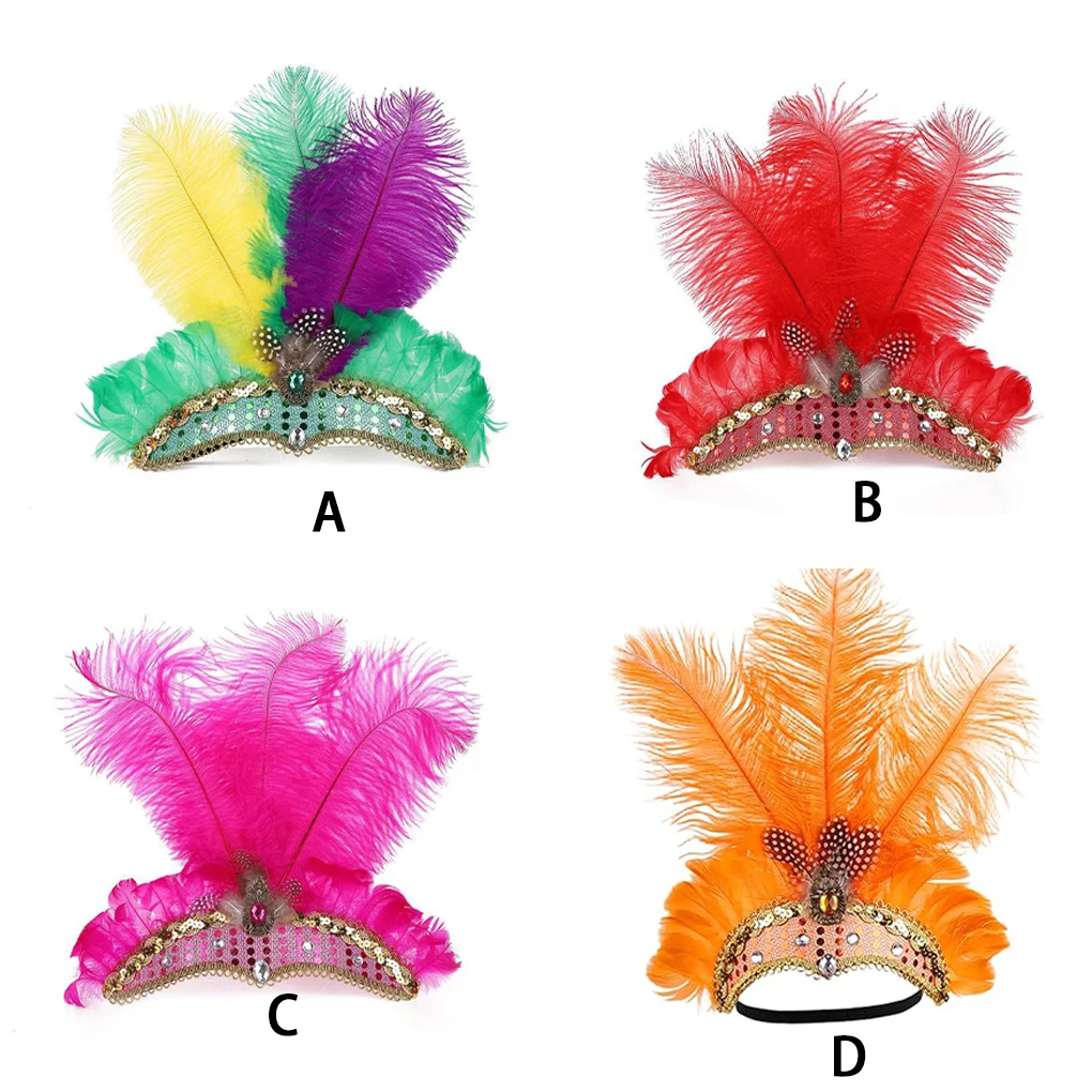 Opaska do włosów Showgirl Feathered Plume Glamour Girl w stylu uniwersalnym