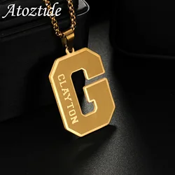 Atoztide Personalized Custom Name Necklace for Women Stainless Steel Big Letter Nameplate Link Chain Birthday Jewelry Gift
