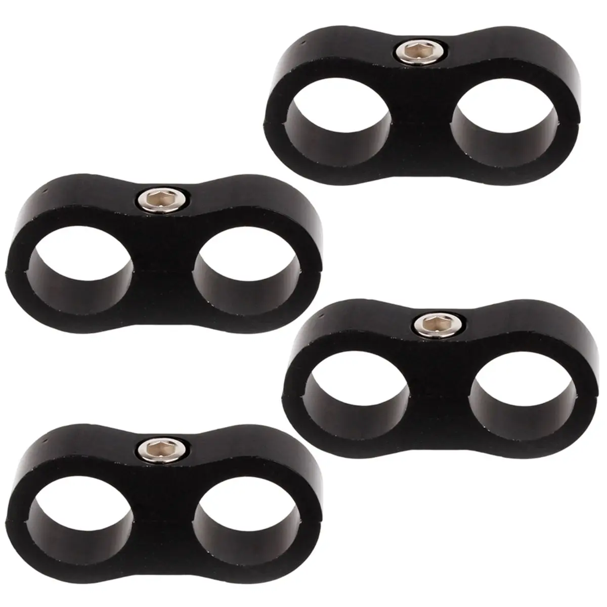AN6 Dual-Pipe Separator Clamps (4-Pack), Braided Oil Line Splitter Mounting Clamps, for Automotive Modification