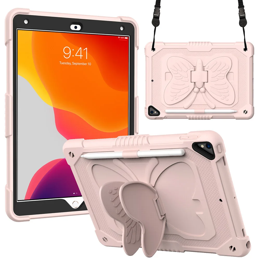 

For iPad Mini 6 2021 8.3 inch Case Butterfly Shockproof Tablet Cover for ipad mini6 With Shoulder Strap Pen Slot Kickstand Shell