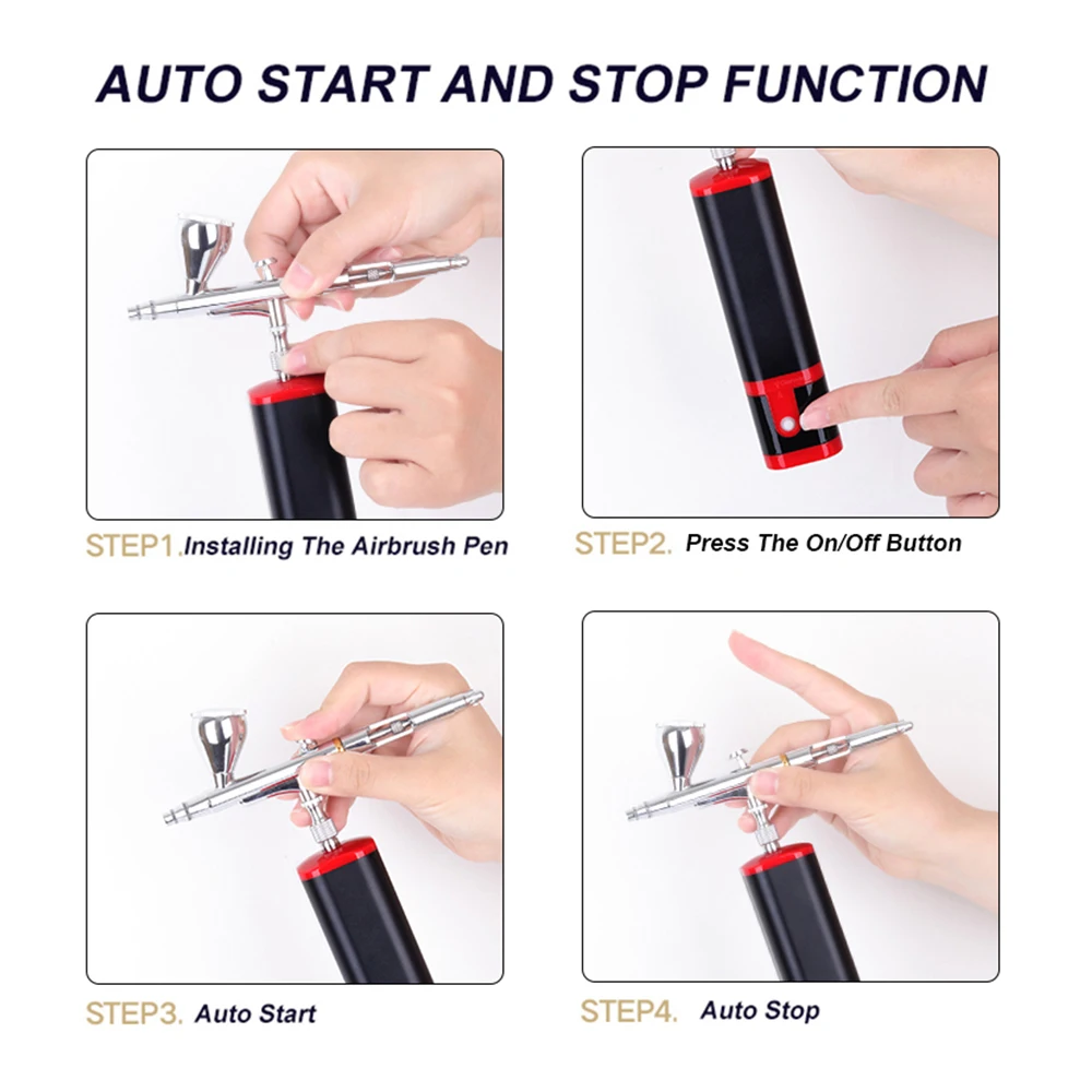 Portable Auto Start Stop Wireless Airbrush Kit Corpressor Powerful Replace Battery Easy Use Noiseless Customized Super Works