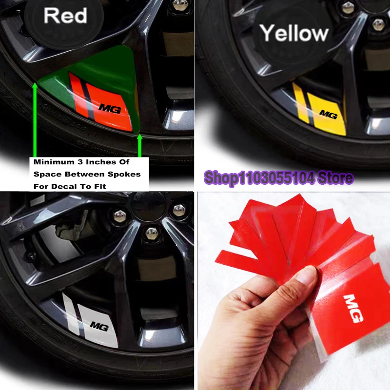 6pcs Car Wheel Rim Vinyl Stickers For MG MG3 MG4 MG5 MG6 MG7 Auto Accesssories