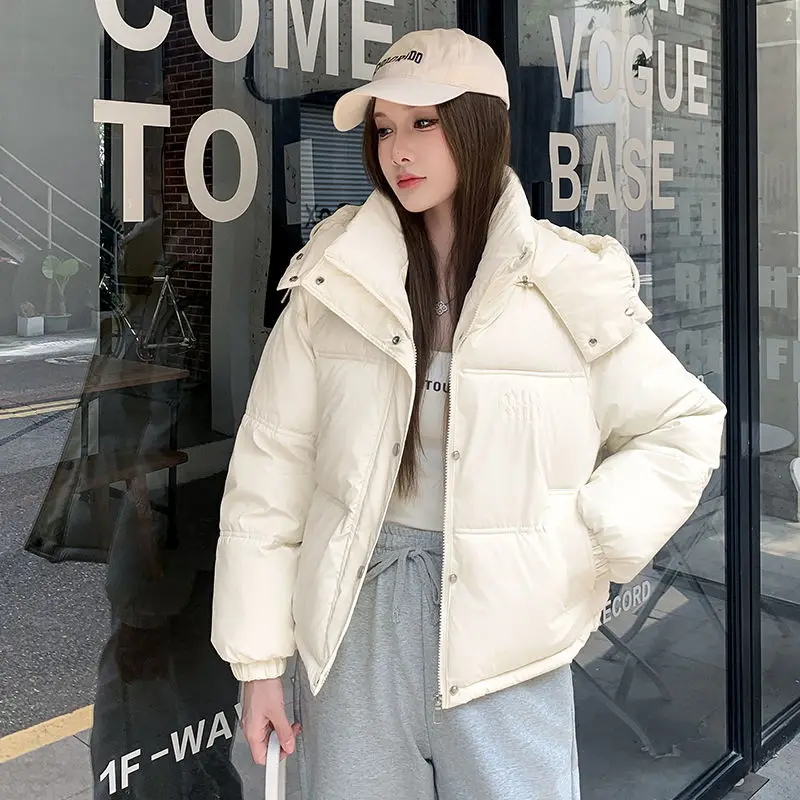 2024 Winter New Women's Down Cotton Jacket Loose Commuting Casual PU Leather Short Jacket