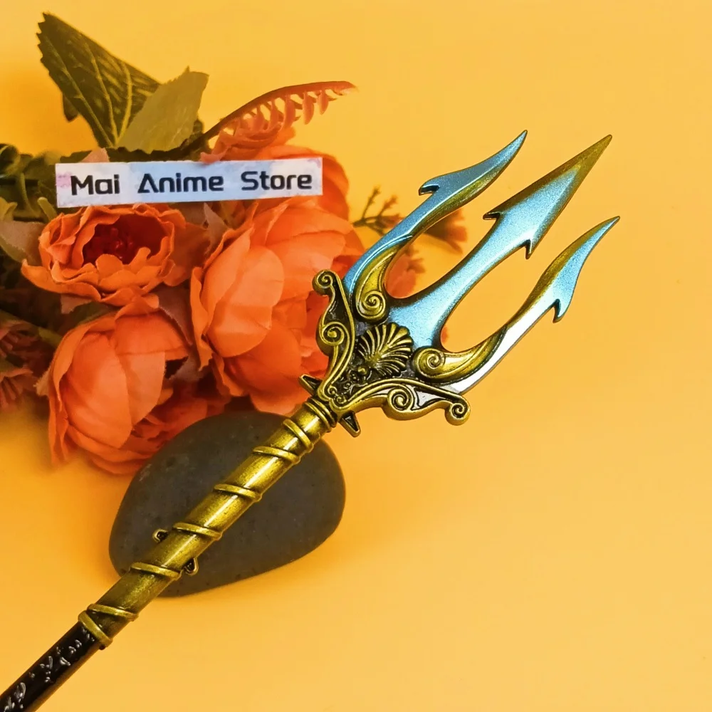 8.6 بوصة إله الحرب كاتانا الرمح ترايدنت بوسيدون سيف معدني الساموراي صابر أنيمي النينجا سكين الحجم الحقيقي كاتانا لعبة غير حادة هدية