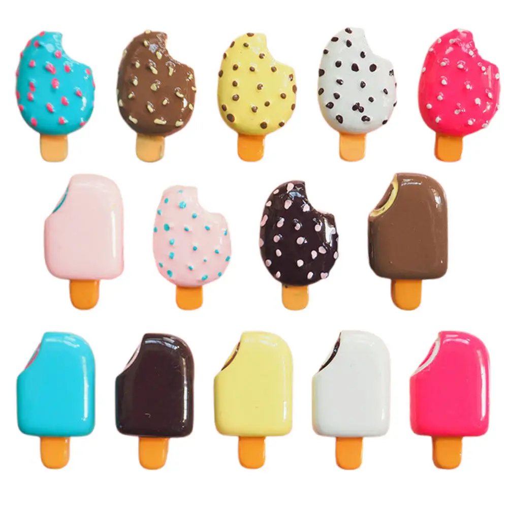 

14Pcs Realistic Ice Cream Resin Fake Chocolate Popsicle Charms Mini Food Props DIY Phone Case Decorative Craft Supplies