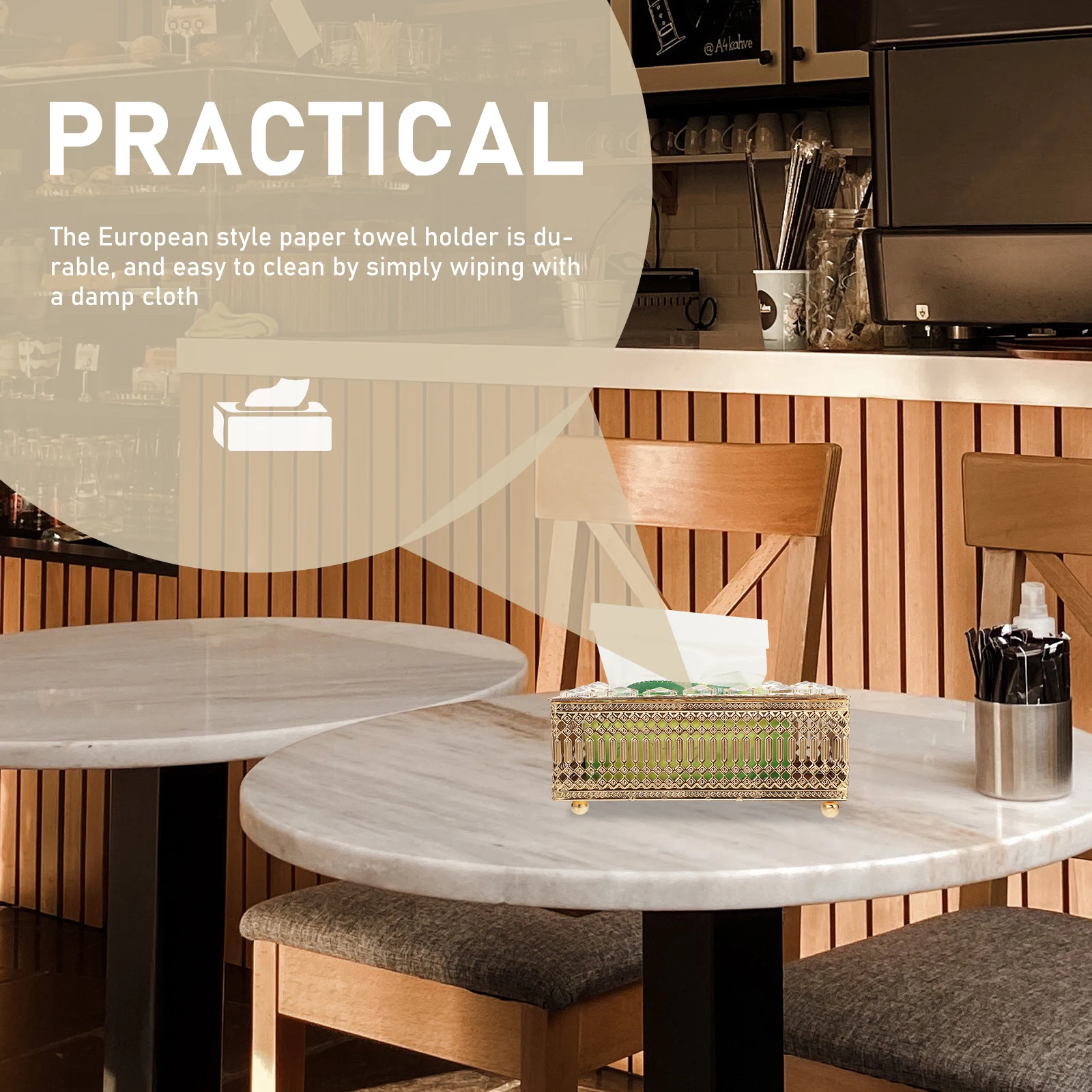 

Gold Plated Tissue Box Cover Holder Retro Rectangular Tissue Box Holder Decorative Napkin Paper Towel Storage Dispenser