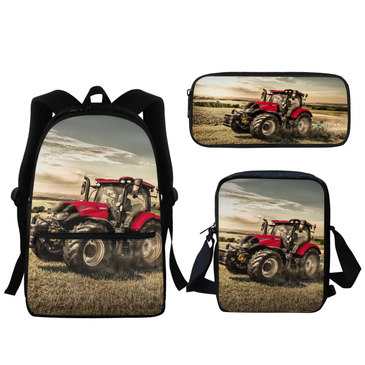 Farm Tractor Printed Backpack Kindergarten Children Boys Girls Zipper BookBags Back to School Gift Lunch Messenger Bag Mochila