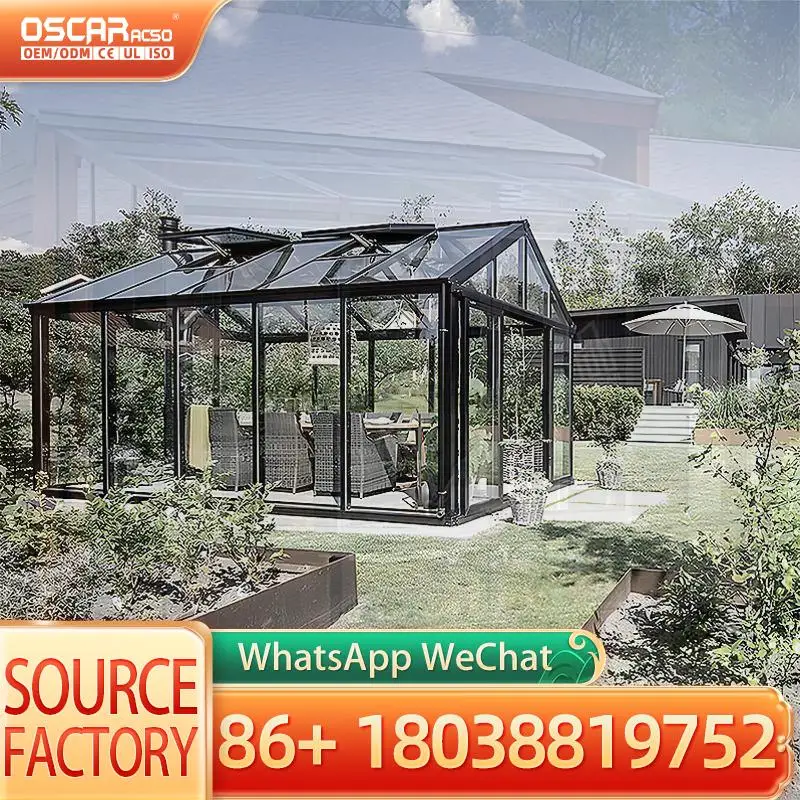 

Free Standing Aluminum Sunroom With Flat Roof Tempered Glass For Outdoor Patio Garden Balcony sunroom