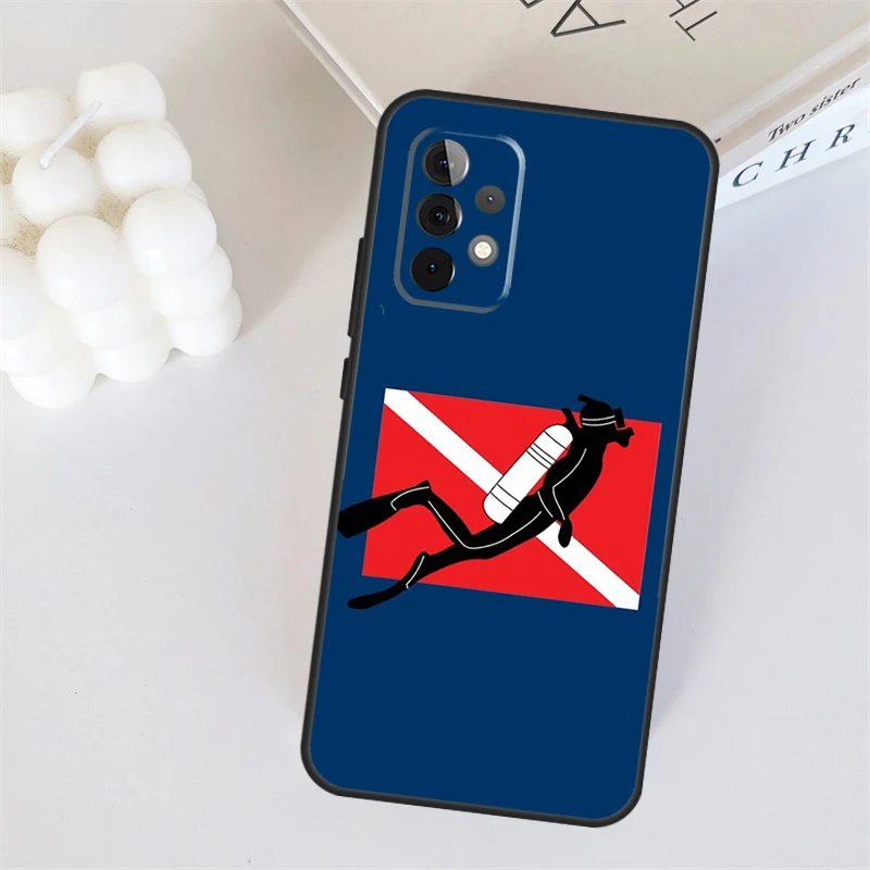 Dive Scuba Diver Shark custodia per bandiera subacquea per Samsung Galaxy A34 A12 A13 A14 A24 A54 A53 A33 A23 A52 A32 A22 A71 A51 Funda