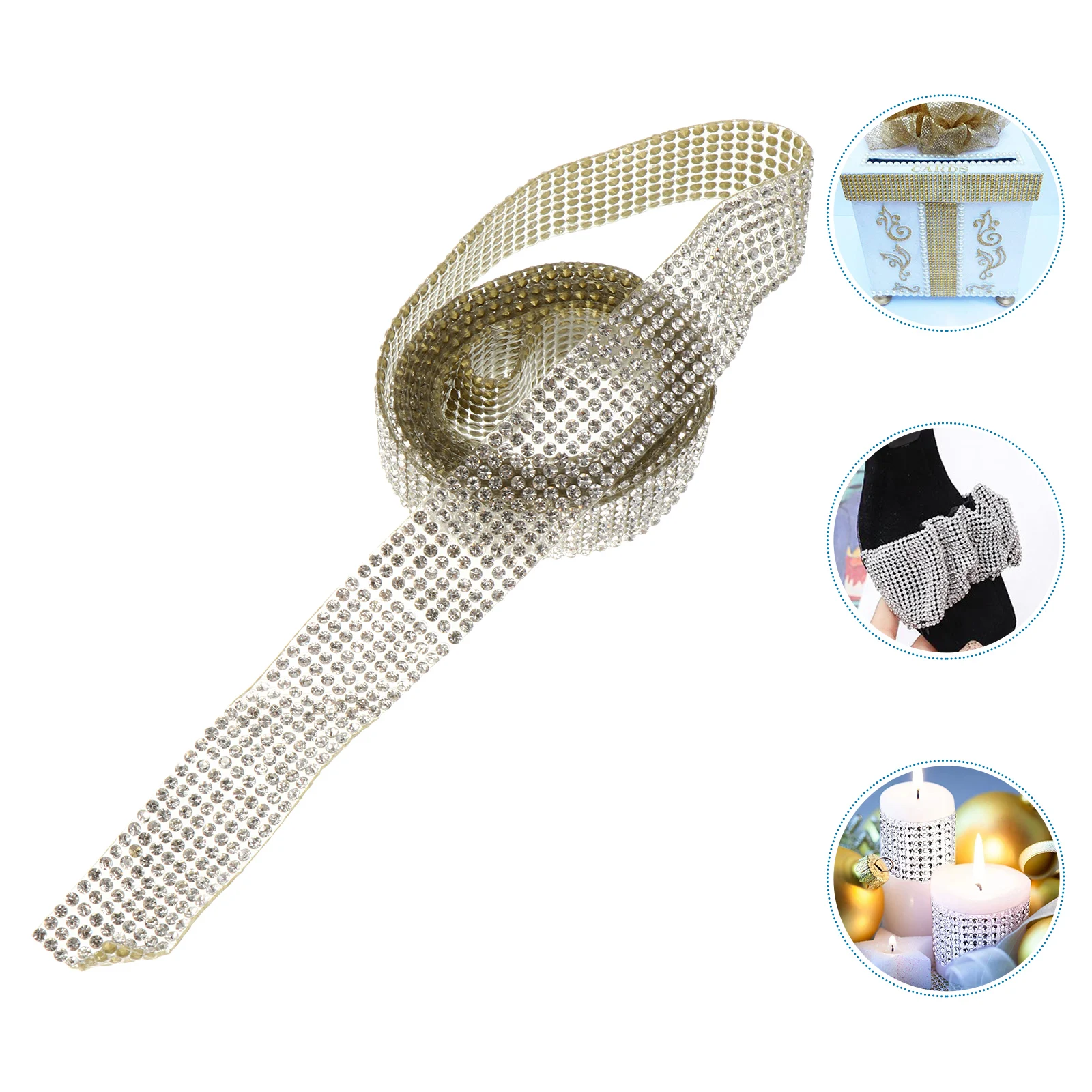 

Rhinestone Chain Back Adhesive Drills Wedding Party Decorations DIY Crystal Tape Belt Straps for Cake Vase Phone Crafts