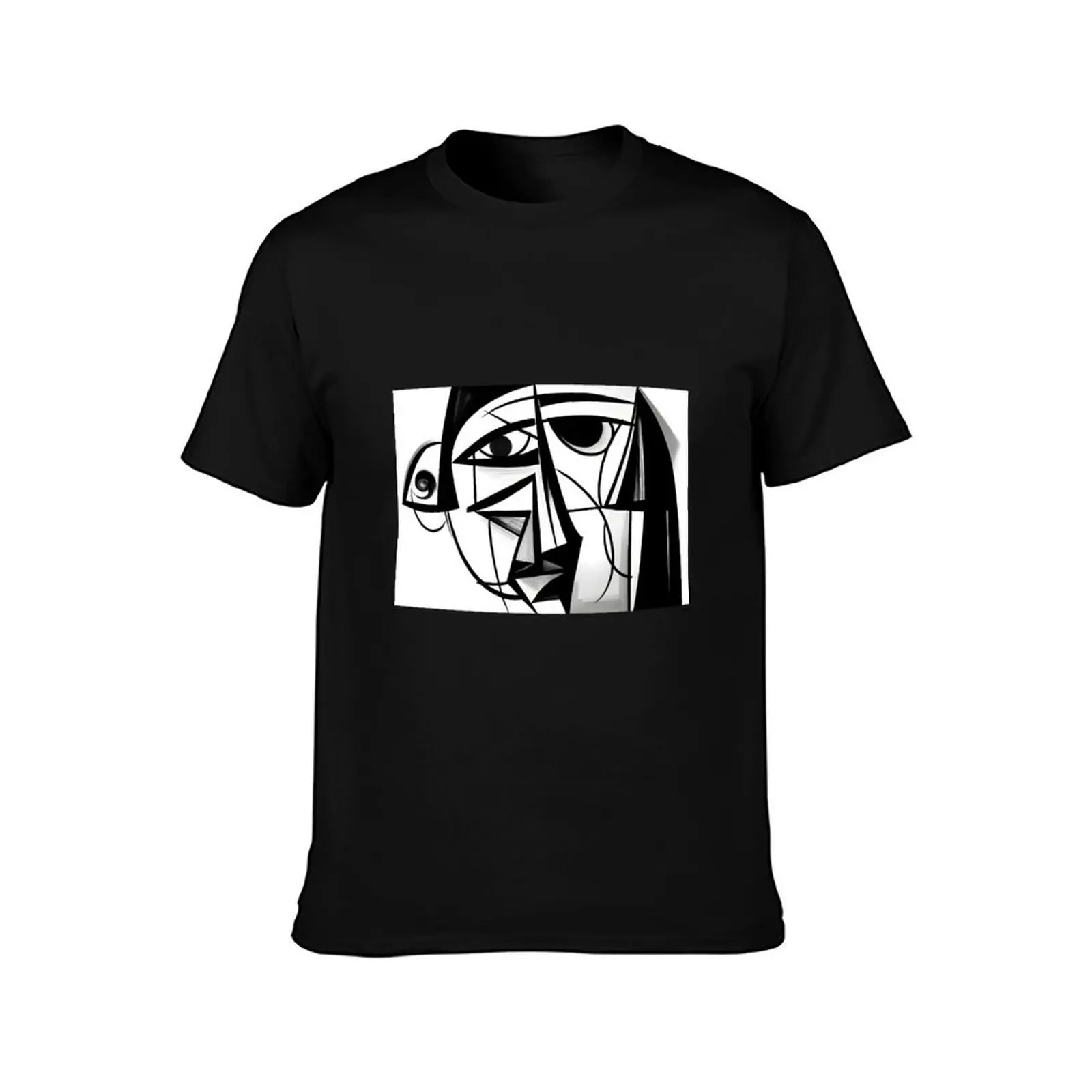 Face Cubism Abstract Art Black and White Picasso Inspiration Wall Art Poster Canvas BW T-Shirt t shirt man luxury T-Shirt