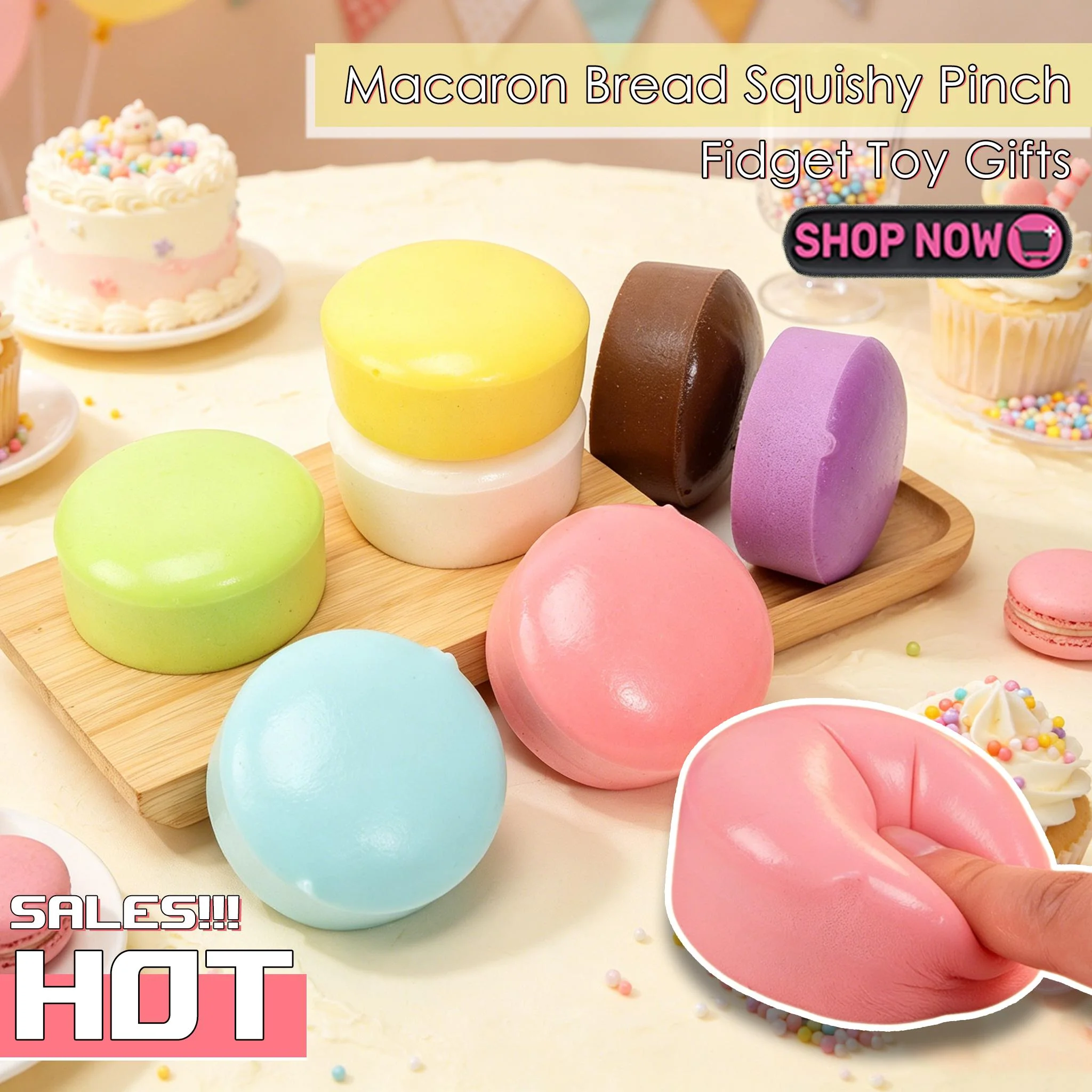 Round Bread Squishy Toy Simulation Cake Realistic Food Stress Relief Fidget Squeeze Toy Slow Rising Soft Party Supplies Gifts