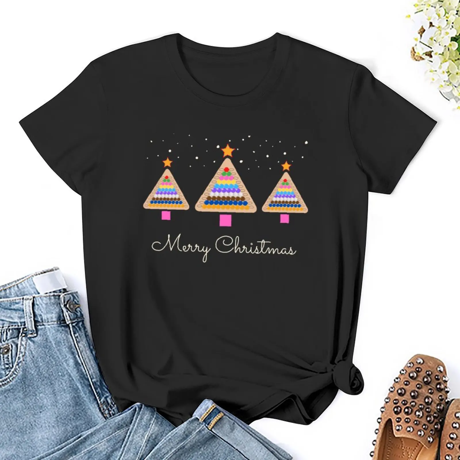 Camiseta de Natal feminina, estilo Montessori, roupas hippie, roupas para professora ou mãe Montessori