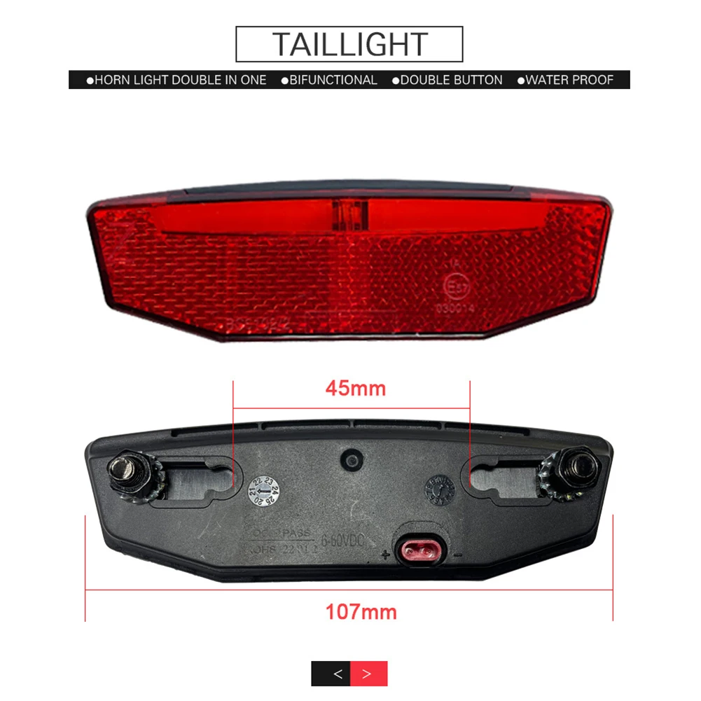 

Ebike Headlight Aluminum Alloy Ebike Headlight Tail Lights LED Brake Lamp Switch Kit 12V 60V Electric Bike Light