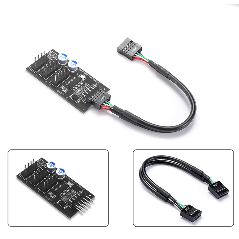 Conector de concentrador USB de 9 pines, divisor USB