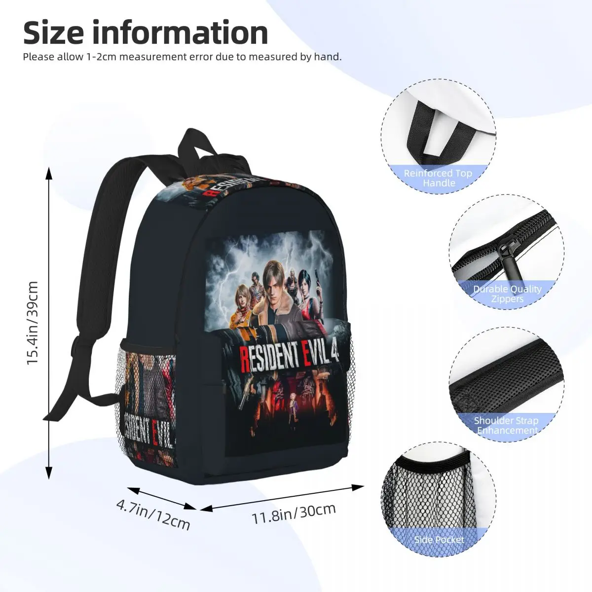 Resident Evils 4 Funny Games RE4 Backpack Student BookBag Boys Girls School Bag Laptop Shoulder Bags view 4