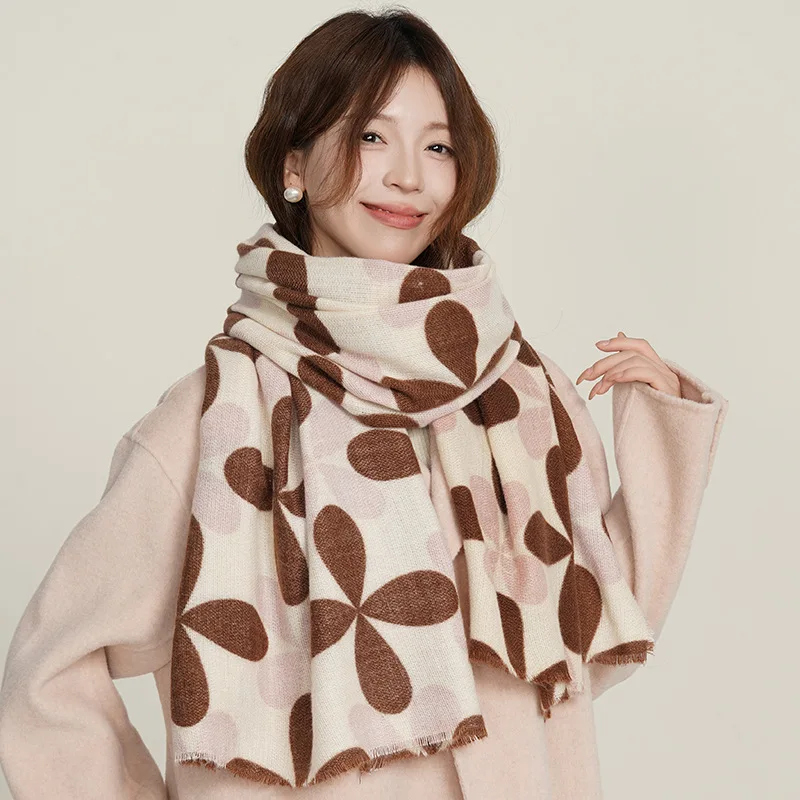 2024 Colorful Scarf Female Thickened Shawl Autumn And Winter Geometric Scarf Shawl Fall And Winter Design