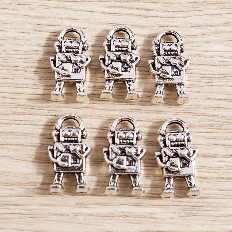 

Tusember 15Pcs 17*9mm Alloy Silver Color Robot Charms For Pendants DIY Earring Necklaces DIY Jewelry Making Handmade Craft
