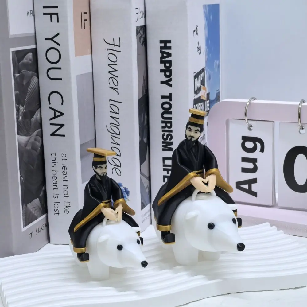 جديد مضحك تشين شي هوانغ ركوب الدب زخرفة PLA الفني تشين شي هوانغ تمثال الإمبراطور القديم ركوب شخصية الدب القطبي