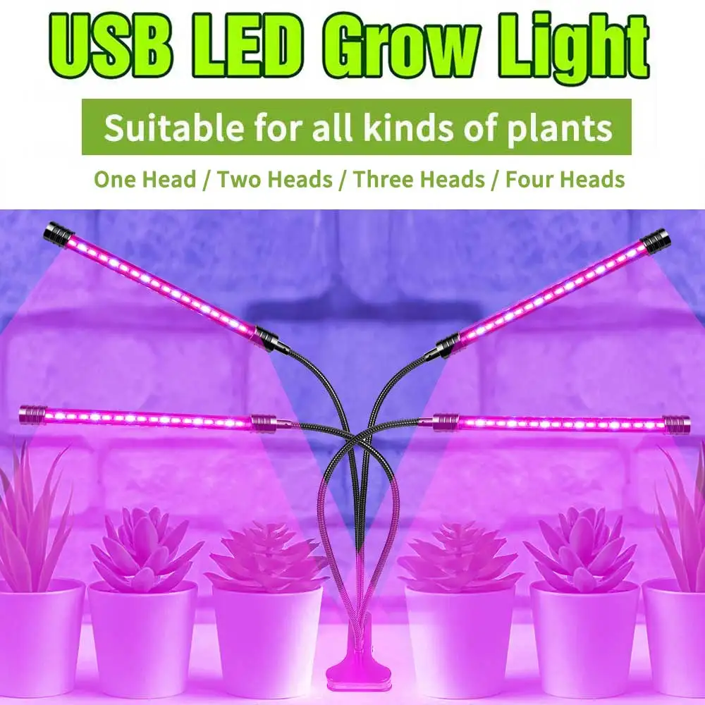 Planta de espectro completo do diodo emissor de luz cresce luzes com clipe 360 °   Temporização de pescoço de ganso ajustável liga/desliga automática lâmpada de cultivo hidropônico regulável