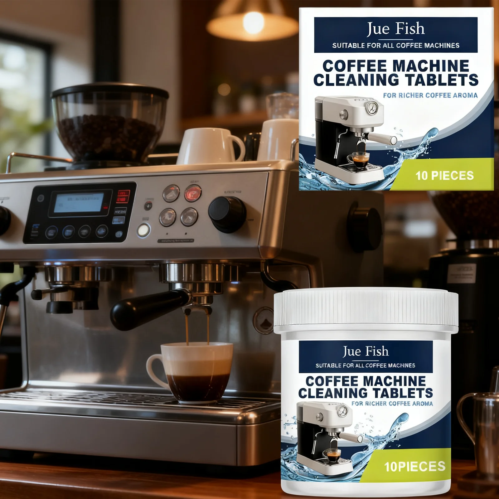 

Jue Fish Coffee Machine Cleaning Sheet Cleaning and Maintenance Coffee Machine Stains, Dirt Filter Cleaning Effervescent Tablets