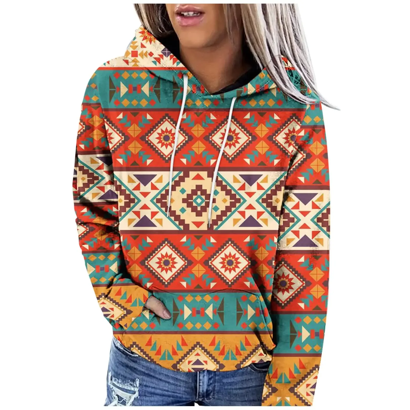 Autumn Western Ethnic Style 3D Print Hoodies Tops Women Vintage Casual Sweatshirts Oversized Hoodie Pullovers Tracksuit Clothing