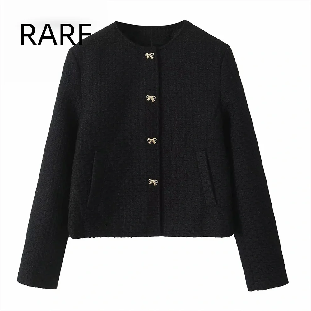 

2024 Autumn/Winter New Women's Fashion Small Fragrant Style Bow Button Texture Casual Jacket Coat