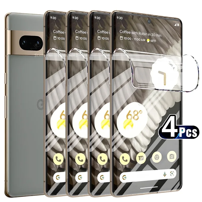 4PCcs Hydrogel Film For Google Pixel 7 8 Pro Ultra Thin Screen Protectors For Google Pixel 8A 7A 6A 4XL 6 Pro Gel Film Not Glass