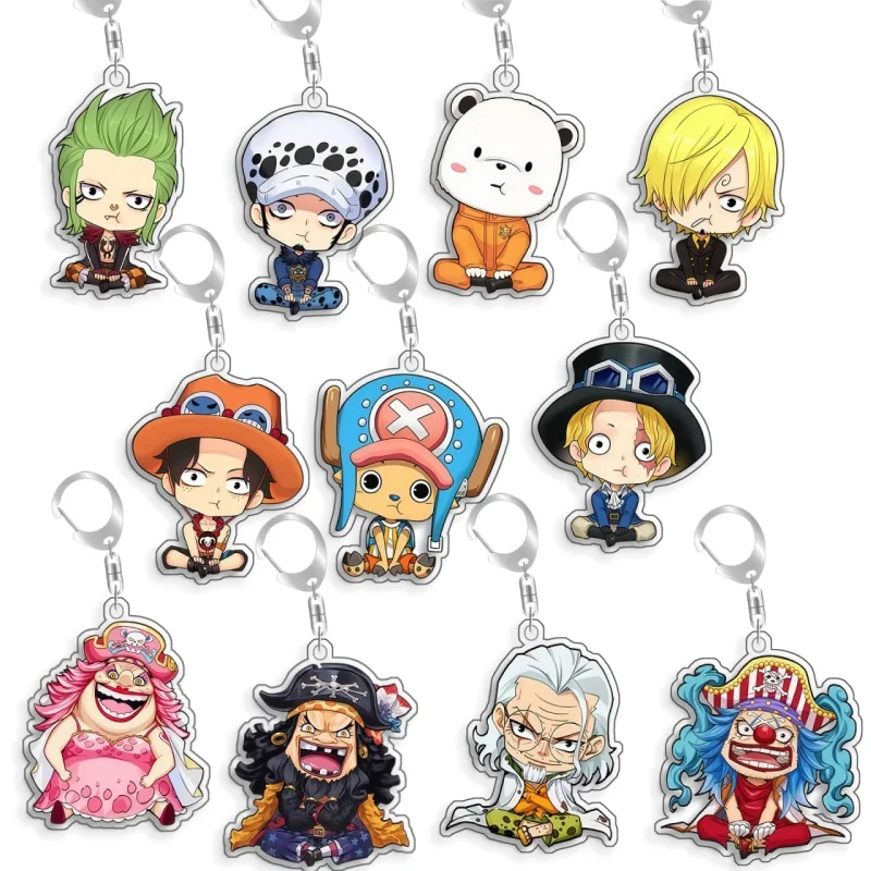 Porte-clés OP OPTCG, carte Buggy The Clown Bepo, pendentif de sac à dos, cadeau pour les fans de jeux d'anime, décoration en acrylique recyclé, carte rare, jouet