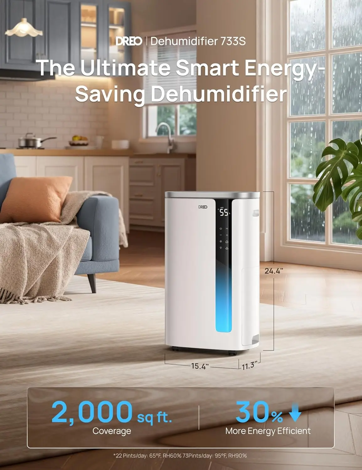 ^For Energy Star 2025 Smart Dehumidifier for Basement, 7L(1.85 Gal) Large Water Tank, Quiet 41dB, Home & Large Room up to 2000 S