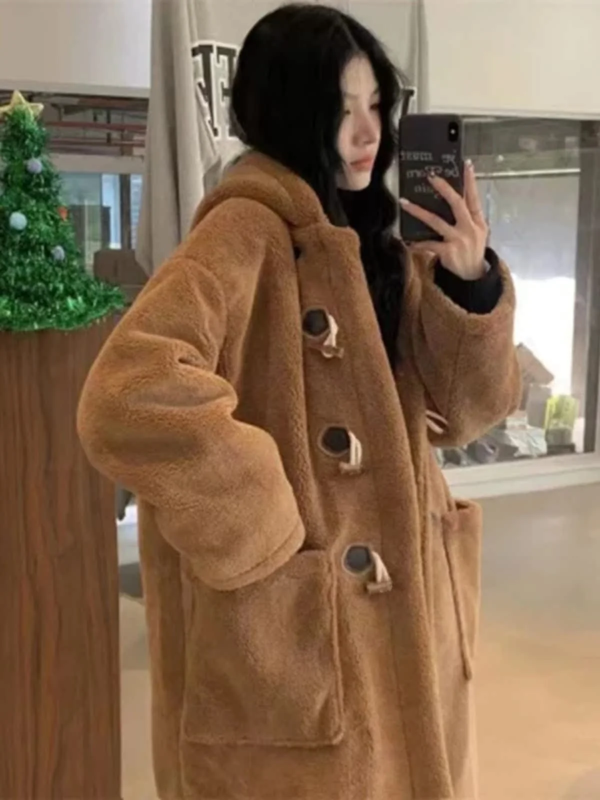 Lamb Velvet Jacket Women Loose Korean Style Student Girl Faux Fur Fur Integrated Medium Length Button Cotton Clothes