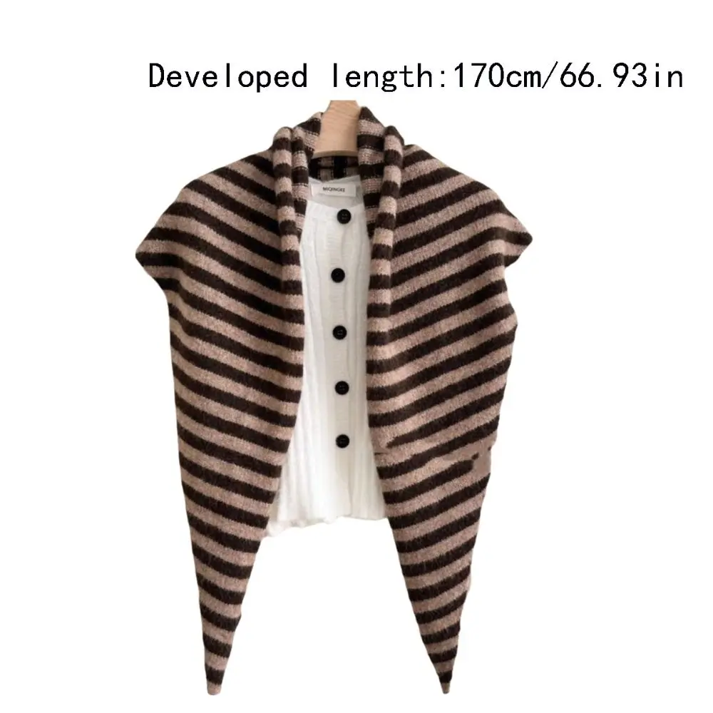 Mode Koreanischen Stil Gestreiften Schal Kaschmir Winter Schal Hals Wärmer Verdickt Gestrickte Dreieck Schal Student