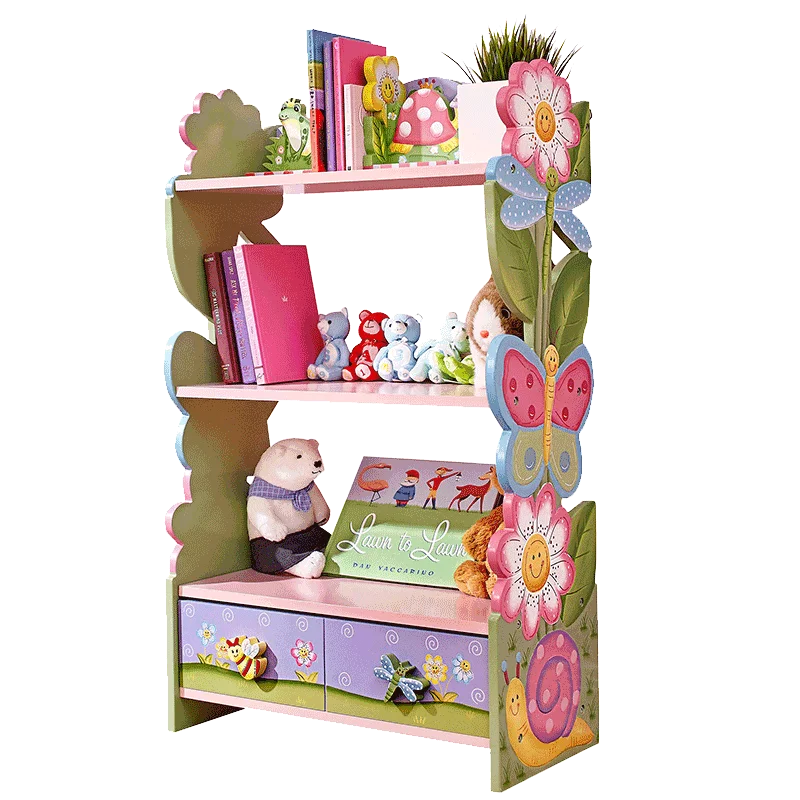 Bookshelf Picture Book Rack Children's Toys Storage Locker Furniture Kindergarten Pink
