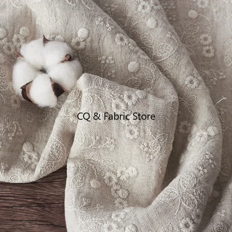 New Autumn And Winter Thick Double-layer Embroidery National Wind Robe High-Grade Clothing Fabric Linen Fabric Designe Fabric