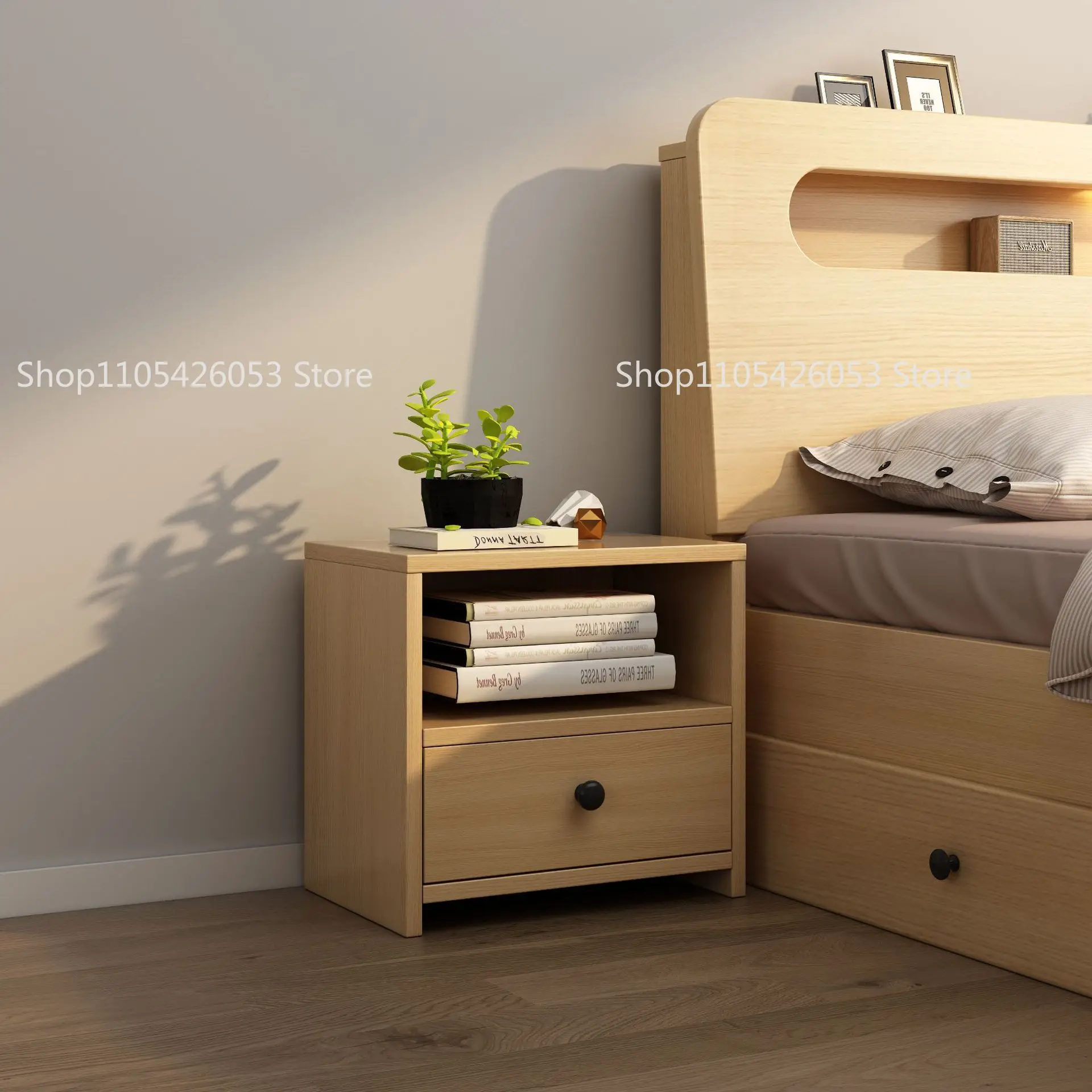 Modern simple bedside table Multifunctional cabinet Drawer cabinet Multi-color optional gray Walnut log white