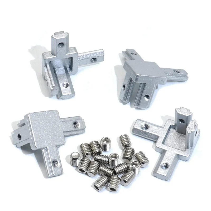 AT44-24Pc 2020 Series 3 Way End Corner Bracket Connector For European Standard 6Mm T Slot 20X20mm Aluminum Extrusion Profile