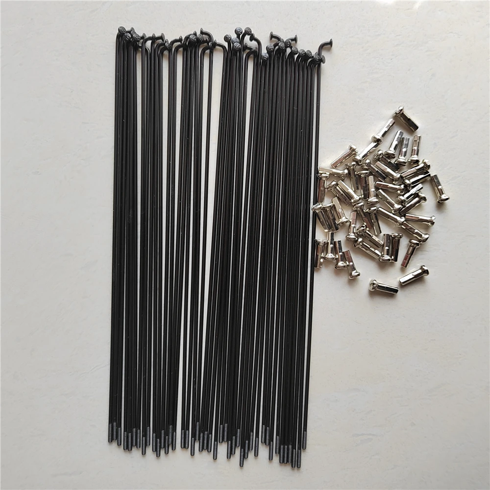 14G Bicycle Spoke 61mm-120mm Stainless Steel Black with Copper Nipple High Strength 40Pcs