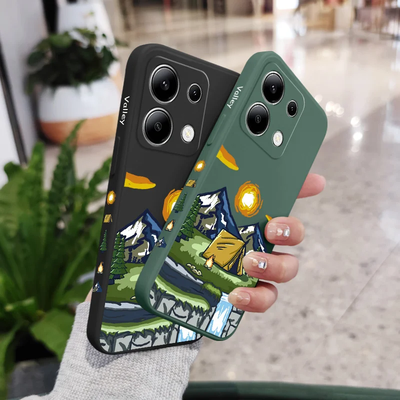 Valley Camping Phone Case For Xiaomi Redmi Note 13 12 12S 11 11S 10 10S 9 9S Pro Plus 4G 5G Liquid Silicone Cover image 6