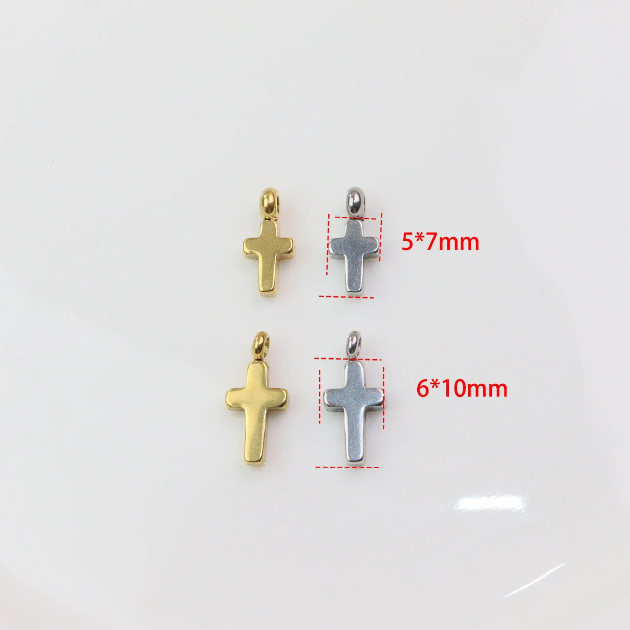 10pcs Stainless Steel Cross Jewelry Charms Pendant DIY Handcraft Waterproof Antiallergic