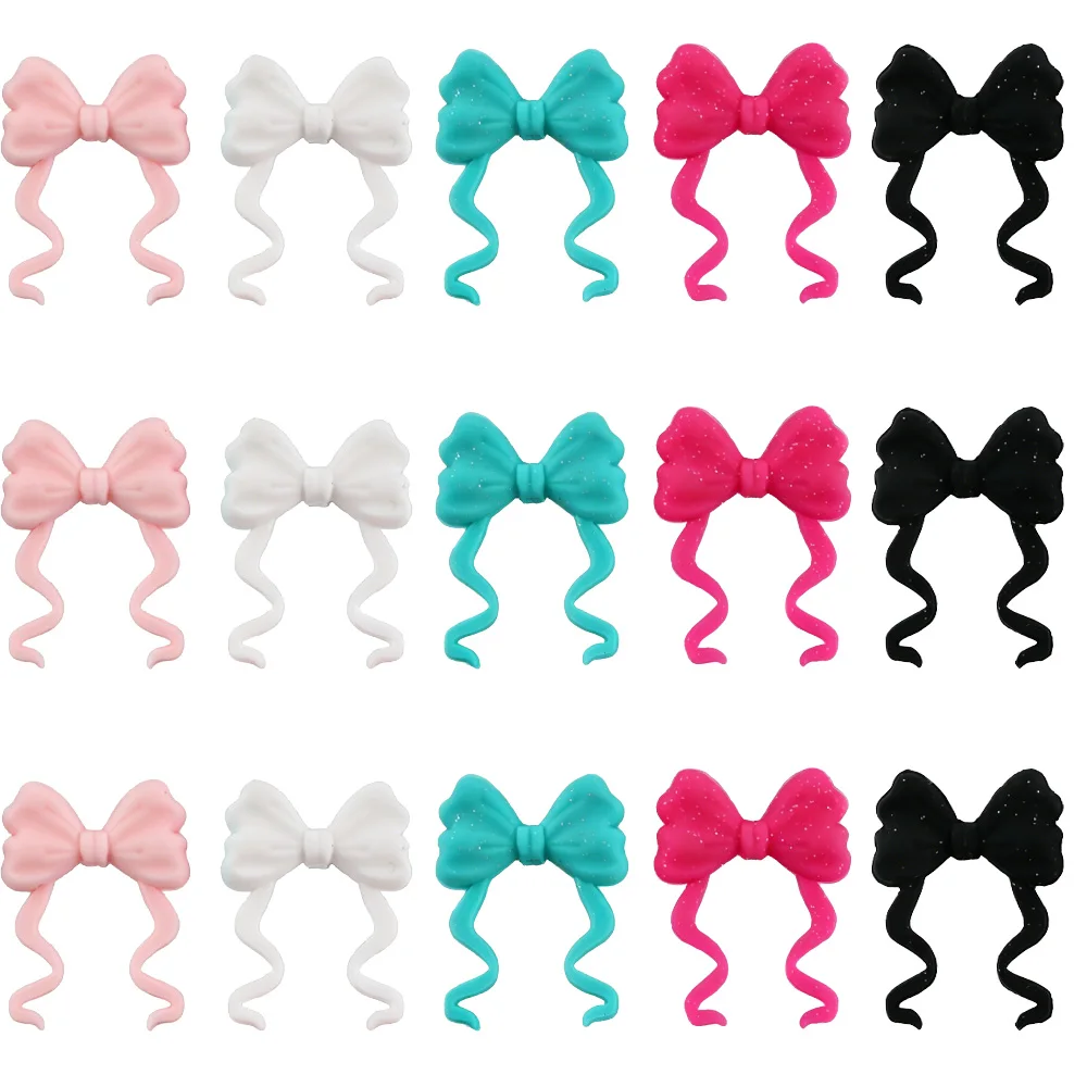 20-50pcs Wholesale New Bow Hair Silicone Focus Beads Fine Glitter Bow Hairstyle DIY For Jewelry Making Handmade Accessories