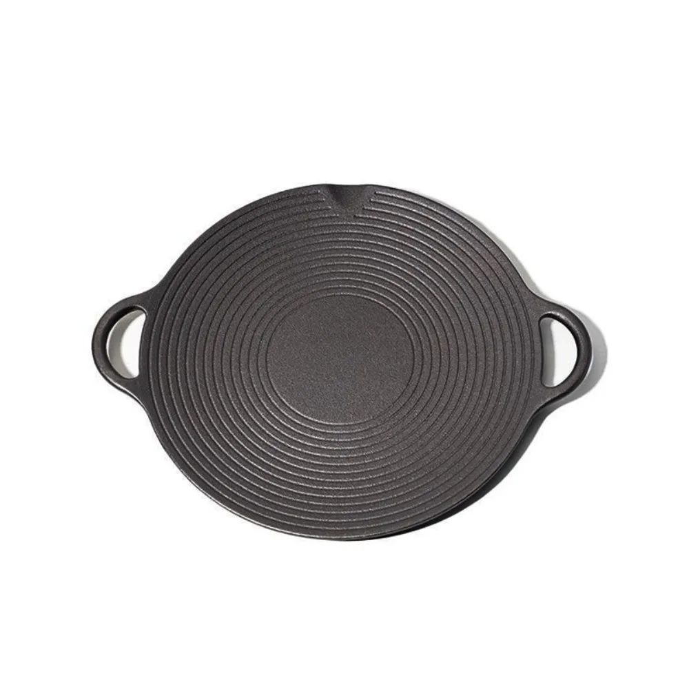 

Barbecue Accessory Korean Style BBQ Grill Pan Cast Iron No Coating Grill Plate Non Stick with Handle Baking Tray Picnic