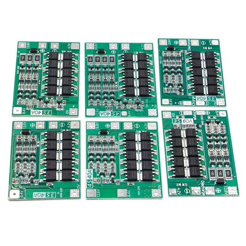 3S 4S 40A 60A Li-ion Lithium Battery Charger Protection Board 18650 BMS For Drill Motor 11.1V 12.6V/14.8V 16.8V With Balance