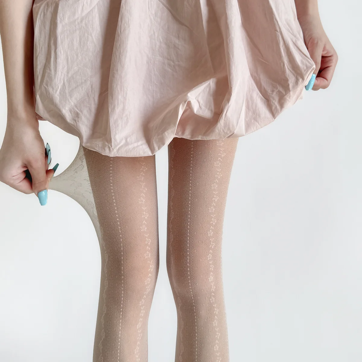 Summer Ultra-Thin Lace Vertical Striped Jacquard Women's Pantyhose Lolita Dot Fashion Individual Nylon Tights Multiple Colors
