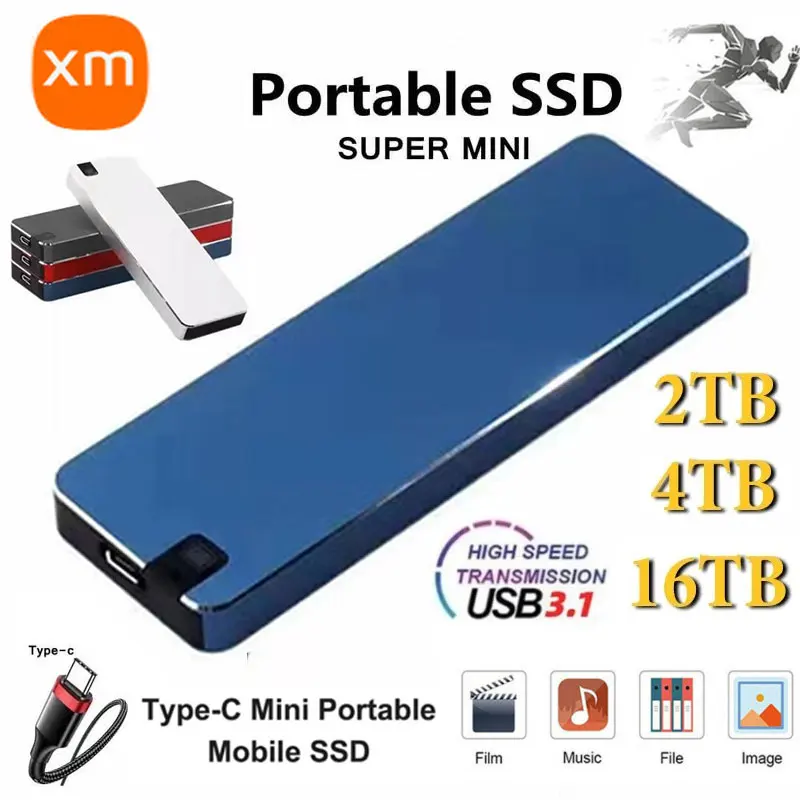 Portable SSD 1TB External SSD Type-C USB 3.1 Mobile Storage 2TB External Hard Drive Mobile Hard Disks for Xiaomi for Laptops PC