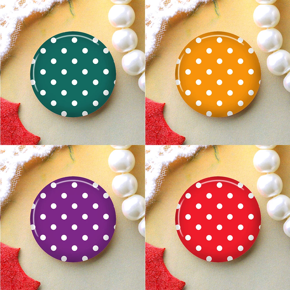 10mm 12mm 25mm 14mm 16mm 18mm 20mm  Photo Glass Cabochons Round Cameo Set Handmade Settings Stone Snap Colorful Spots Dot JES977