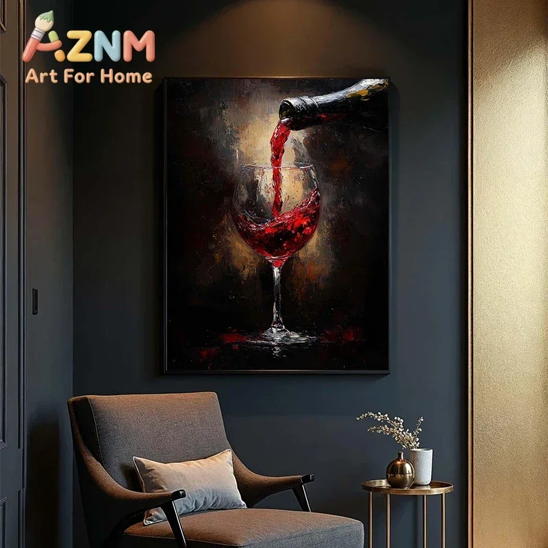 Red Wine Pour Wine Glass Poster Print Canvas Painting Modern Kitchen Wall Art Picture for Dining Room Bar Home Decor Cuadros